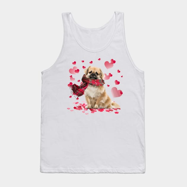 Tibetan Spaniel Hearts Love Happy Valentine's Day Tank Top by cyberpunk art